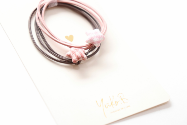 Hair elastics – Vichy stars bands Pink