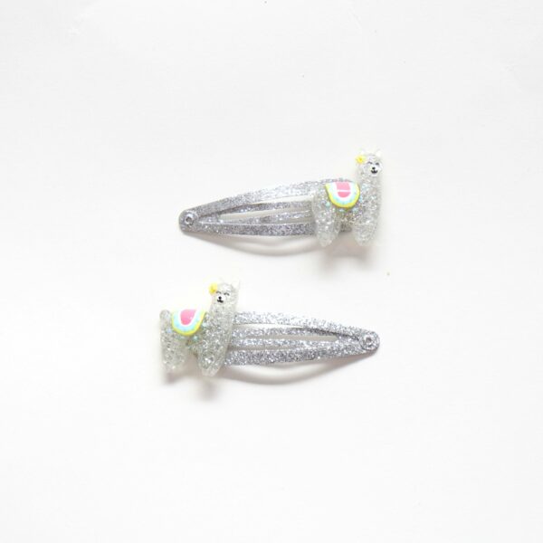 Hair clips – Inca silver llamas