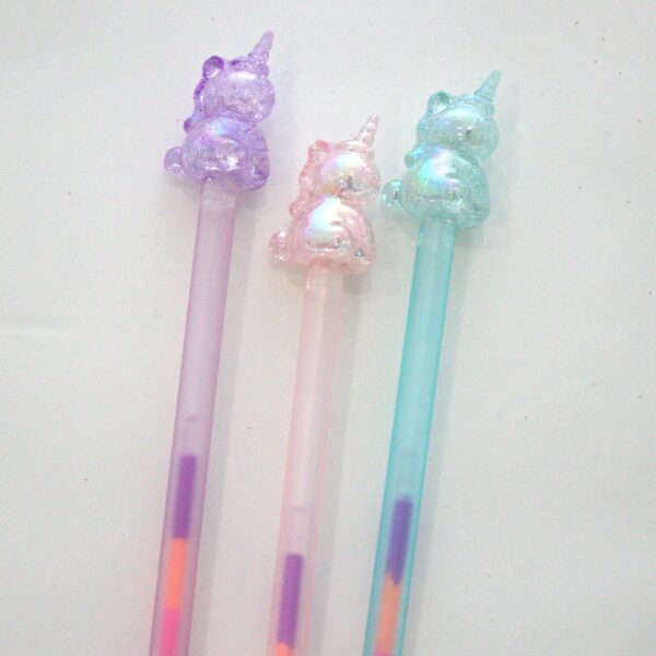 Set of 3 fancy multi-color ink pens Celestia Unicorns