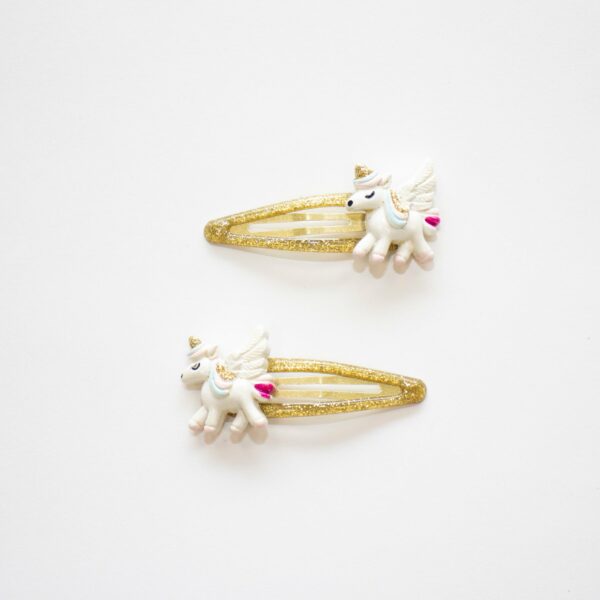 Hair clips – Steller golden unicorns