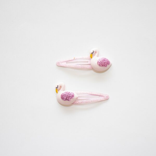 Hair clips – Pink swans – Swans