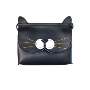 sac bandoulière chat noir moustache doré